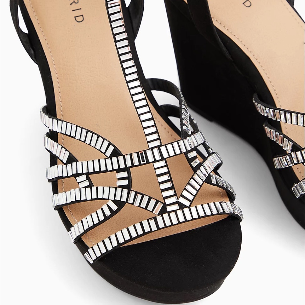 Torrid Black Faux Suede Embellished Platform Wedge